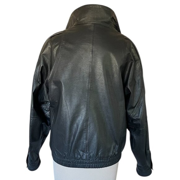 Silton Men's Vintage Black Leather Bomber Jacket, Size 40   EUC 2 - Picture 2 of 13
